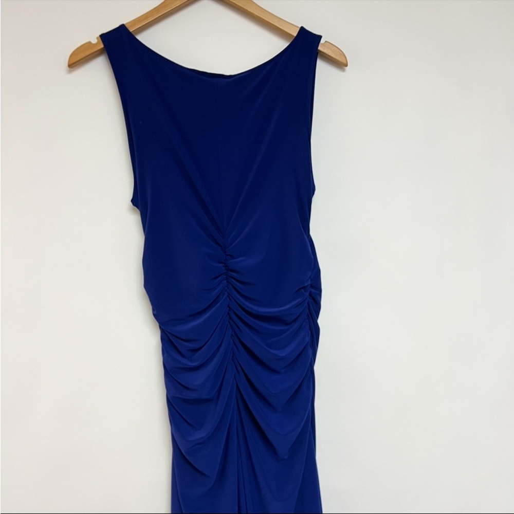 Norma Kamali Royal Blue Ruched Side Maxi Dress Sleeveless Size Small - Picture 7 of 9